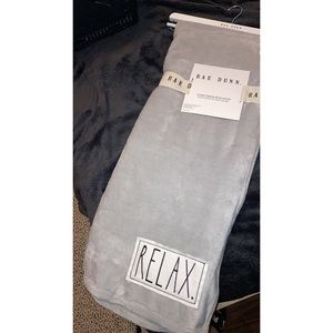 Rae Dunn gray plush throw blanket